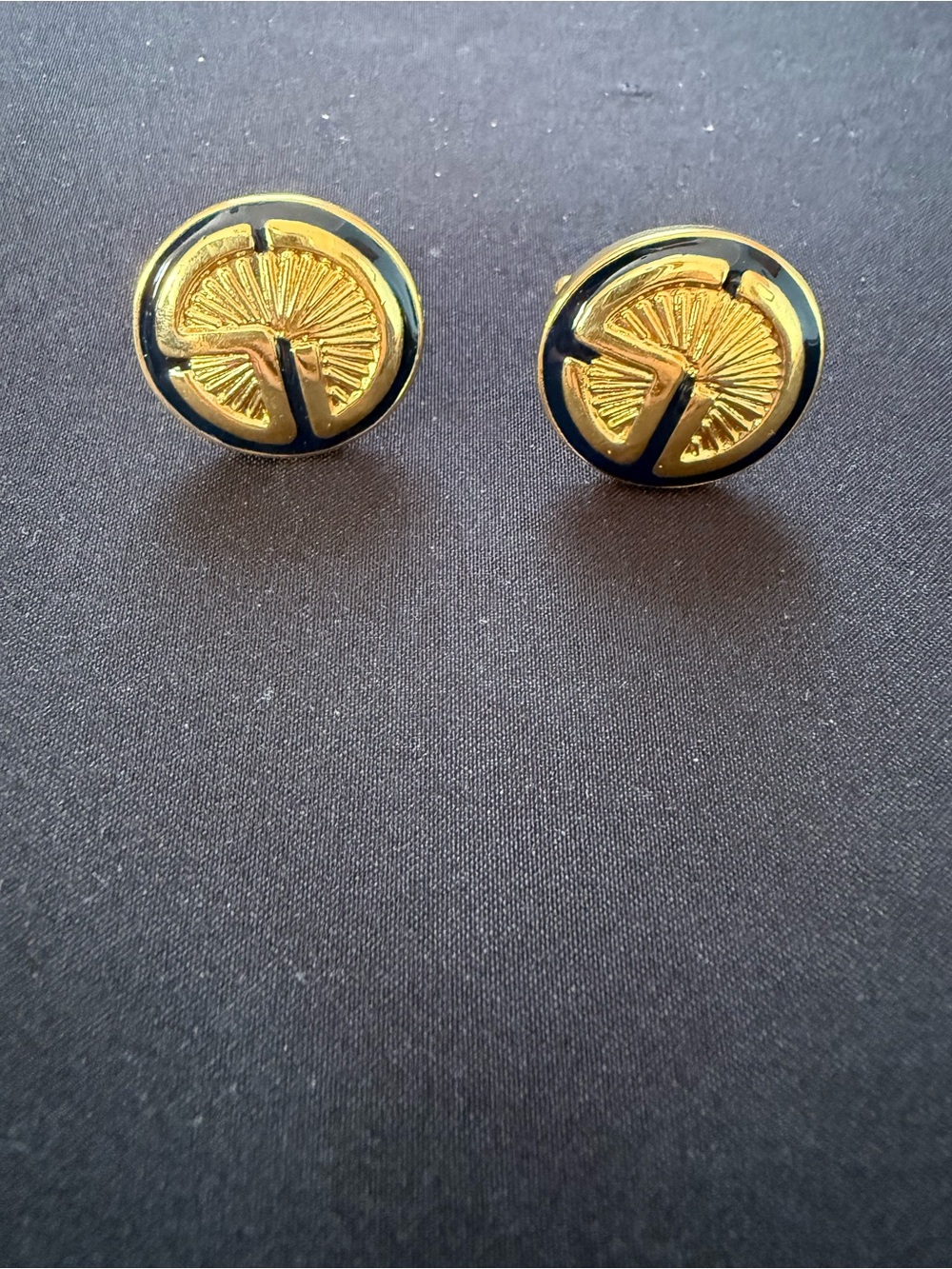 Gold & Black Round Cufflinks